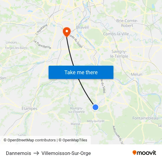 Dannemois to Villemoisson-Sur-Orge map