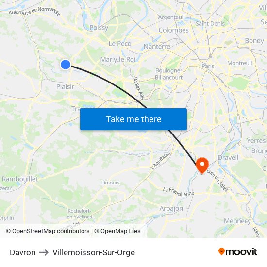Davron to Villemoisson-Sur-Orge map