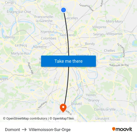 Domont to Villemoisson-Sur-Orge map