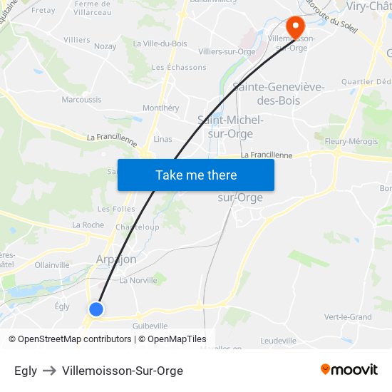 Egly to Villemoisson-Sur-Orge map