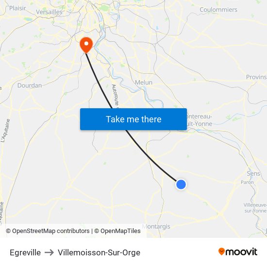 Egreville to Villemoisson-Sur-Orge map