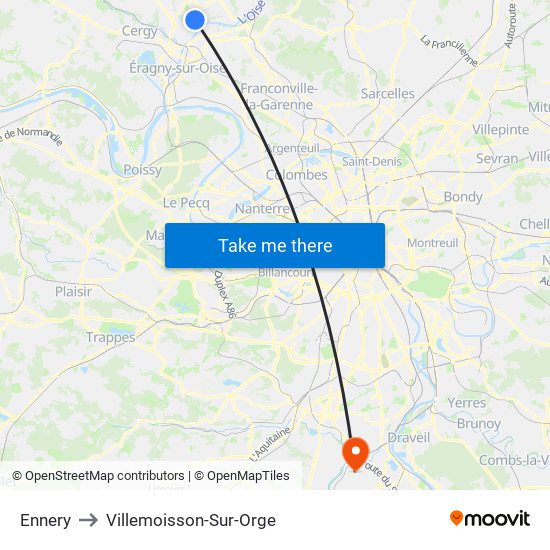 Ennery to Villemoisson-Sur-Orge map