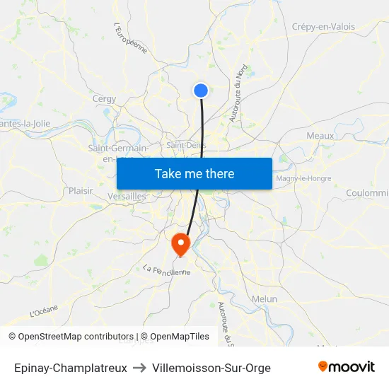 Epinay-Champlatreux to Villemoisson-Sur-Orge map