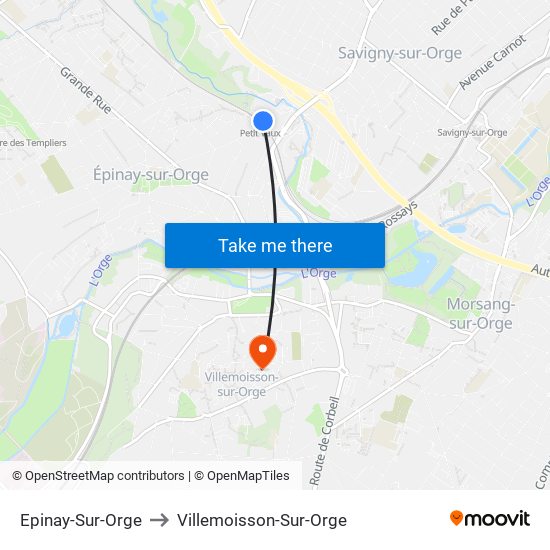 Epinay-Sur-Orge to Villemoisson-Sur-Orge map