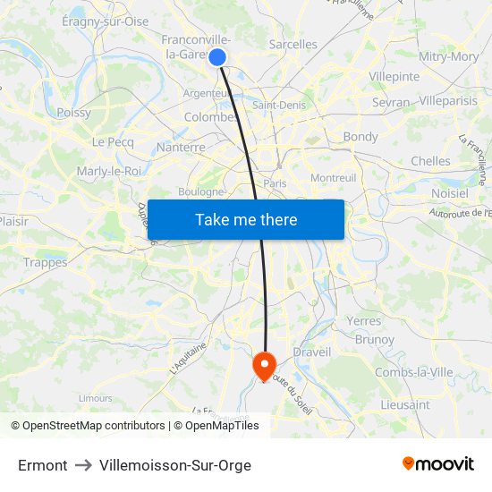 Ermont to Villemoisson-Sur-Orge map