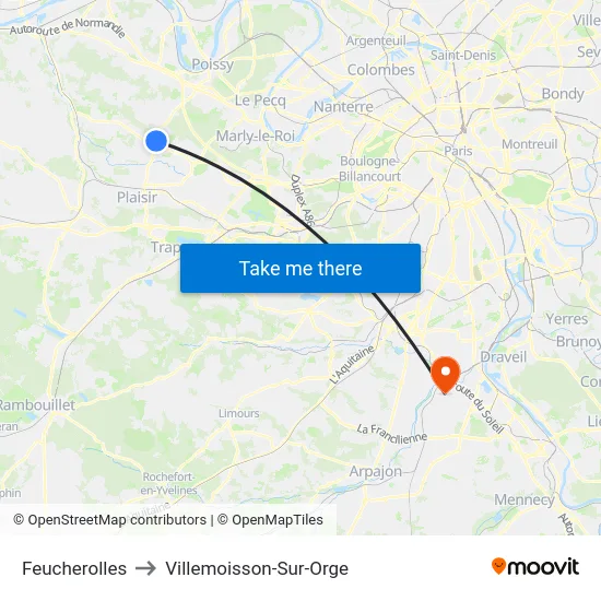 Feucherolles to Villemoisson-Sur-Orge map
