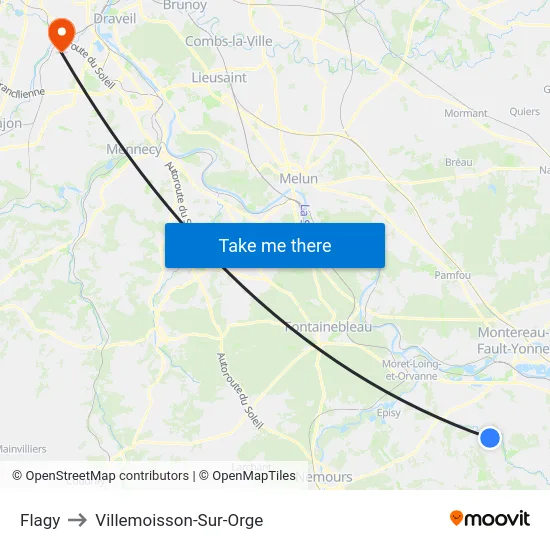 Flagy to Villemoisson-Sur-Orge map