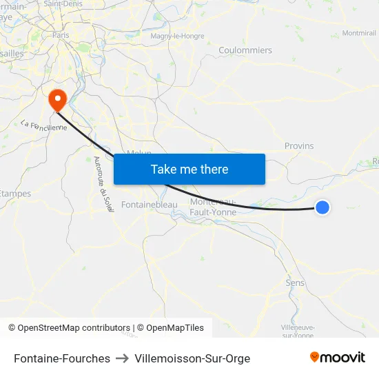 Fontaine-Fourches to Villemoisson-Sur-Orge map