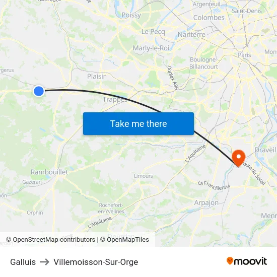 Galluis to Villemoisson-Sur-Orge map