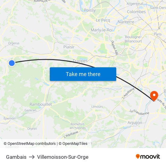 Gambais to Villemoisson-Sur-Orge map