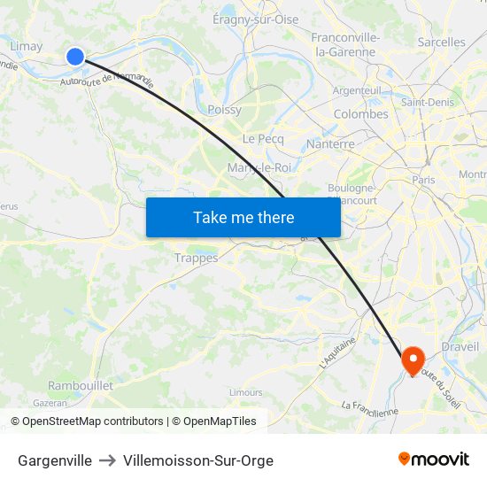 Gargenville to Villemoisson-Sur-Orge map