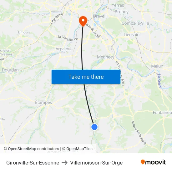 Gironville-Sur-Essonne to Villemoisson-Sur-Orge map