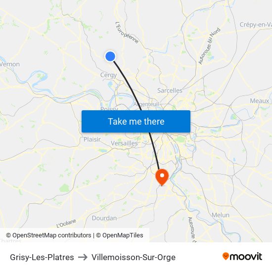Grisy-Les-Platres to Villemoisson-Sur-Orge map