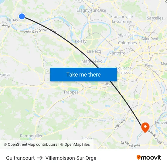 Guitrancourt to Villemoisson-Sur-Orge map