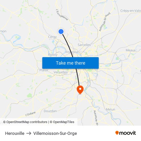 Herouville to Villemoisson-Sur-Orge map