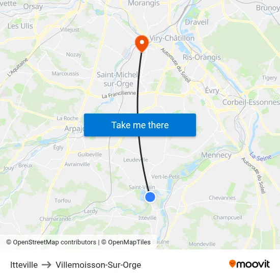 Itteville to Villemoisson-Sur-Orge map