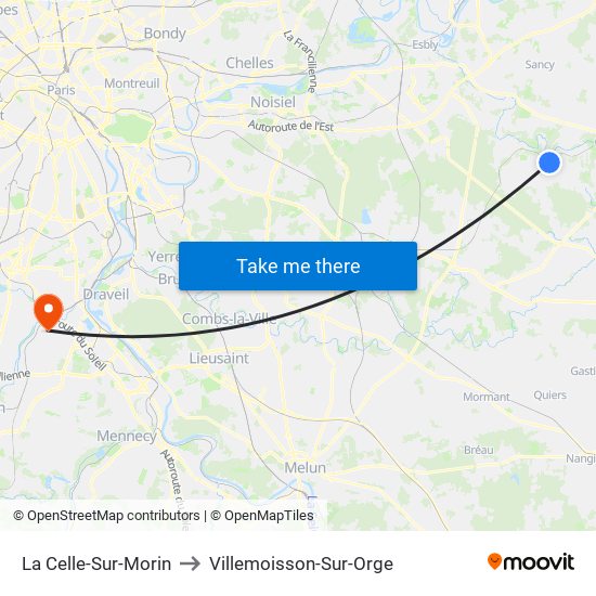 La Celle-Sur-Morin to Villemoisson-Sur-Orge map