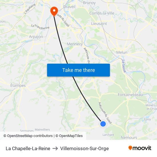La Chapelle-La-Reine to Villemoisson-Sur-Orge map