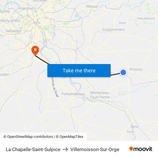 La Chapelle-Saint-Sulpice to Villemoisson-Sur-Orge map
