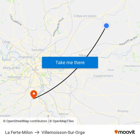 La Ferte-Milon to Villemoisson-Sur-Orge map