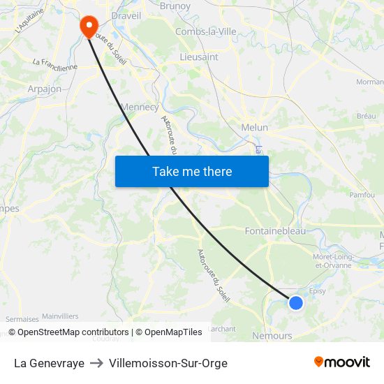 La Genevraye to Villemoisson-Sur-Orge map