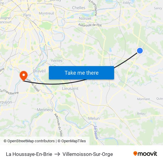 La Houssaye-En-Brie to Villemoisson-Sur-Orge map