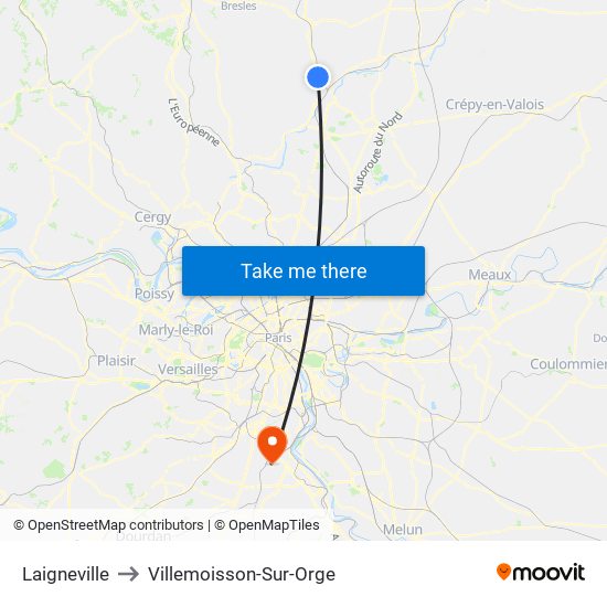 Laigneville to Villemoisson-Sur-Orge map