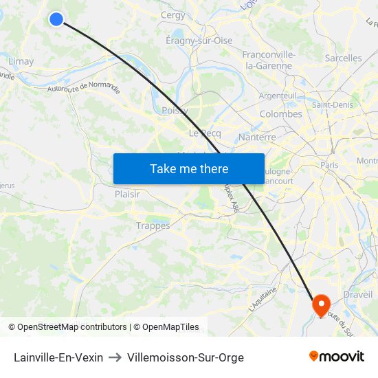 Lainville-En-Vexin to Villemoisson-Sur-Orge map