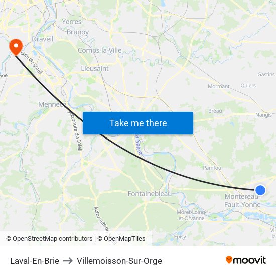 Laval-En-Brie to Villemoisson-Sur-Orge map
