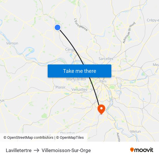 Lavilletertre to Villemoisson-Sur-Orge map