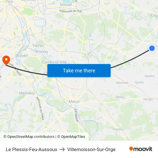 Le Plessis-Feu-Aussoux to Villemoisson-Sur-Orge map