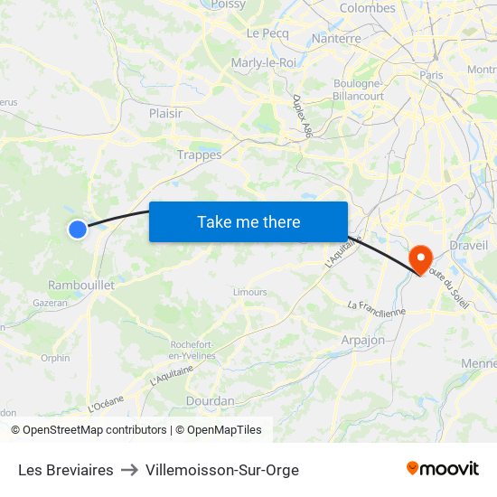 Les Breviaires to Villemoisson-Sur-Orge map