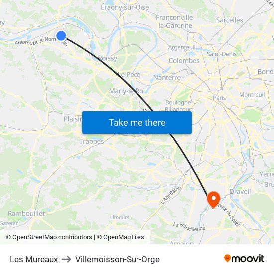 Les Mureaux to Villemoisson-Sur-Orge map