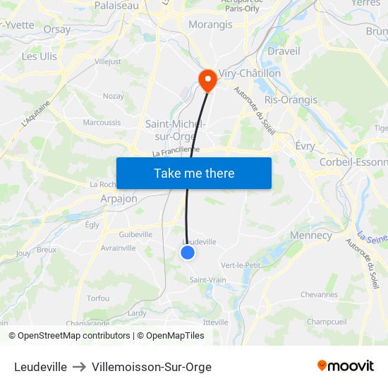 Leudeville to Villemoisson-Sur-Orge map