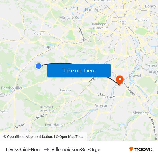 Levis-Saint-Nom to Villemoisson-Sur-Orge map