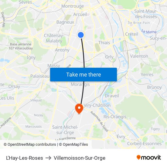 L'Hay-Les-Roses to Villemoisson-Sur-Orge map