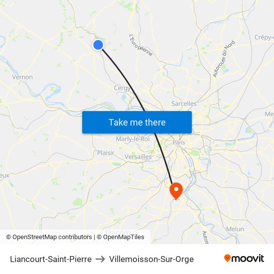 Liancourt-Saint-Pierre to Villemoisson-Sur-Orge map