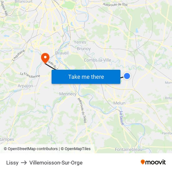Lissy to Villemoisson-Sur-Orge map