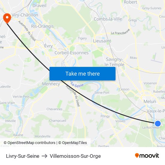 Livry-Sur-Seine to Villemoisson-Sur-Orge map