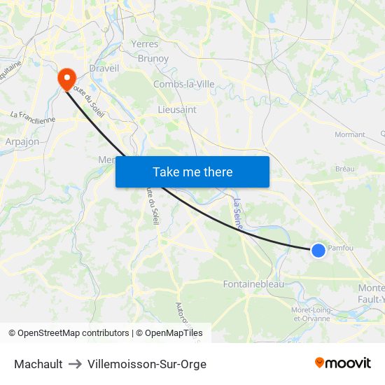 Machault to Villemoisson-Sur-Orge map