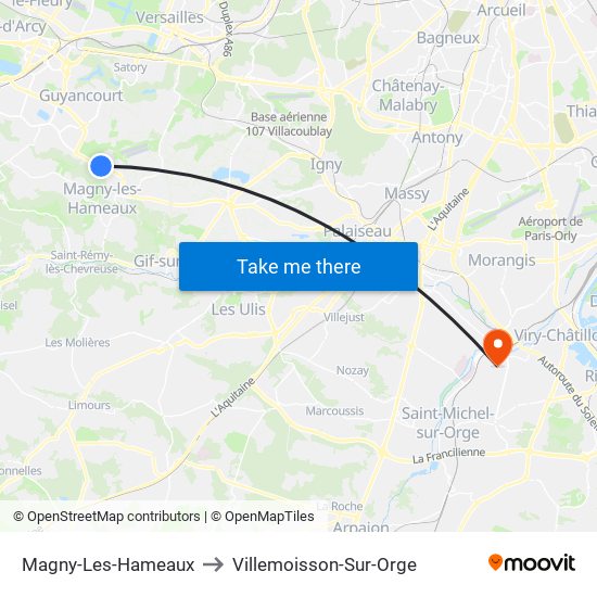 Magny-Les-Hameaux to Villemoisson-Sur-Orge map