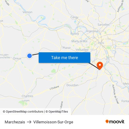 Marchezais to Villemoisson-Sur-Orge map