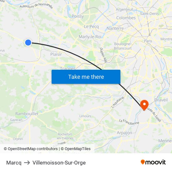 Marcq to Villemoisson-Sur-Orge map