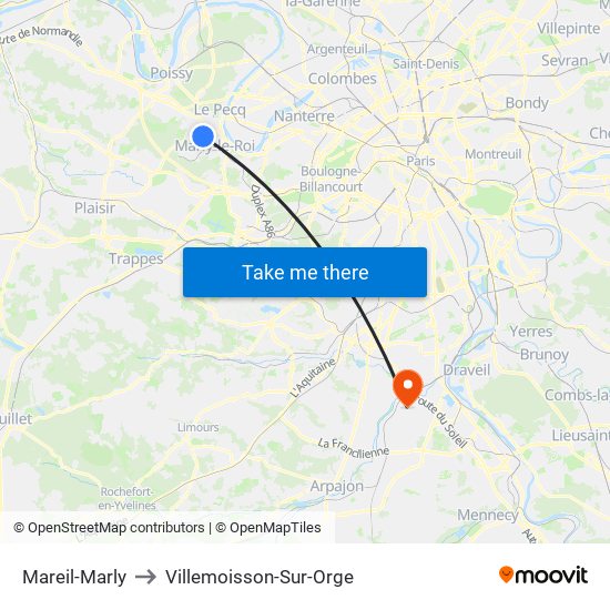 Mareil-Marly to Villemoisson-Sur-Orge map