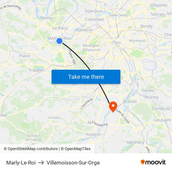 Marly-Le-Roi to Villemoisson-Sur-Orge map