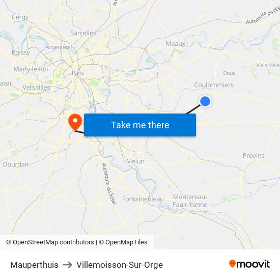 Mauperthuis to Villemoisson-Sur-Orge map