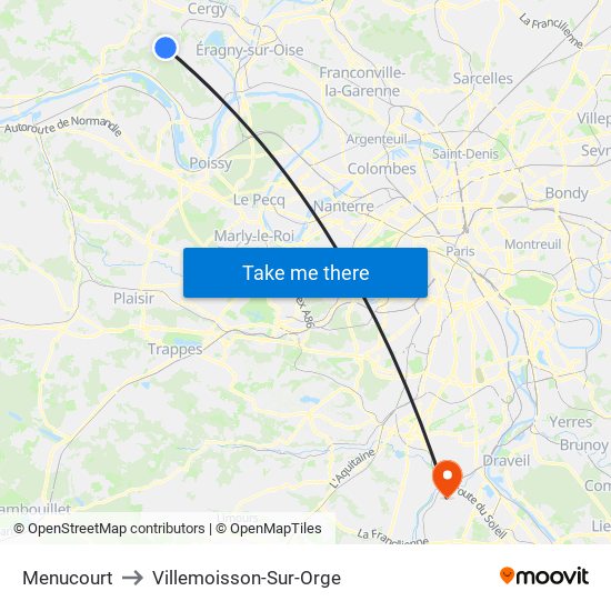 Menucourt to Villemoisson-Sur-Orge map