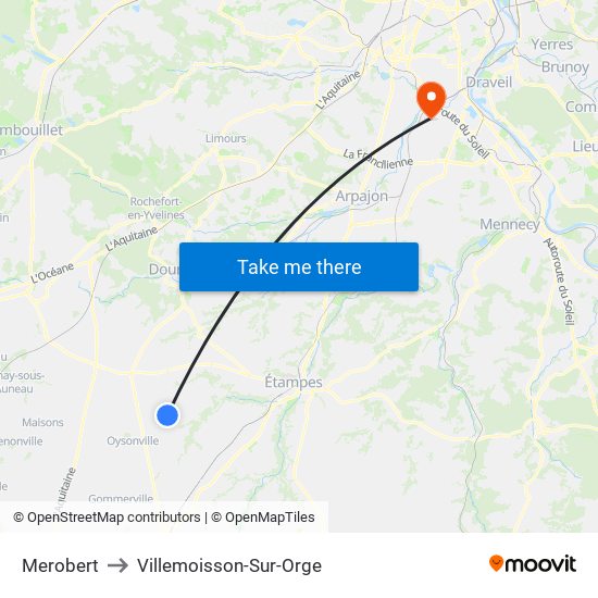 Merobert to Villemoisson-Sur-Orge map