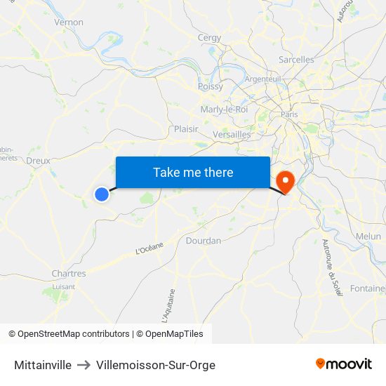 Mittainville to Villemoisson-Sur-Orge map