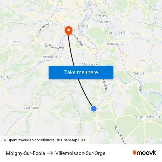 Moigny-Sur-Ecole to Villemoisson-Sur-Orge map
